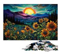 Puzzle per adulti 1000 persone nella valle dei girasoli di notte Puzzle per adulti e bambini Puzzle in legno Giocattolo educativo per l'apprendimento 1000 pezzi (75x50 cm)