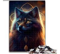 Puzzle per adulti, 1000 pezzi a forma di acchiappasogni con gatto in legno, Halloween, Pasqua, Capodanno, 1000 pezzi(50x75cm)