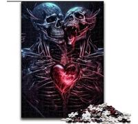 Puzzle per adulti 1000 pezzi a forma di cuore e teschio in legno, regalo perfetto per bambini dai 14 anni in su, 50x75cm, rompicapo stimolante, giocattolo rilassante per adolescenti