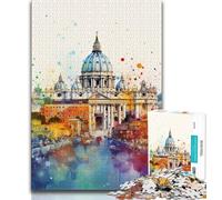 Puzzle per adulti 1000 pezzi acquerello Città di Roma Puzzle da 1000 pezzi per ammazzare il tempo durante le vacanze con poster abbinato e foglio di quiz 75x50cm