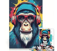 Puzzle per adulti 1000 pezzi Acquerello Gioco Scimpanzé Videogioco Divertente Giochi Rilassanti Intellettuali Migliorare l'amore tra le coppie 38x52cm