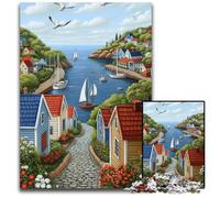 Puzzle per adulti 1000 pezzi Affascinante villaggio costiero Puzzle in cartone Giochi educativi Giocattoli fai da te, Regalo di compleanno, Regali per età 14 26X38CM