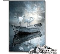 Puzzle per adulti 1000 pezzi Airone sulla barca, gioco interattivo per famiglie, vacanze, gioco di attività per famiglie 50X75CM