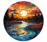 Puzzle per adulti, 1000 pezzi, "Alba sopra il fiume", puzzle rotondo per bambini, adatto per adulti e bambini dai 12 anni, puzzle di carta difficili e sofisticati