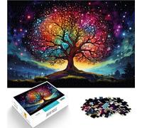 Puzzle per adulti, 1000 pezzi, albero della vita sotto la luce delle stelle, montaggio con motivo a tutta la famiglia, 26 x 38 cm