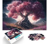 puzzle per adulti 1000 pezzi Albero di ciliegio in fiore Fatto di legno Adatto a persone dai 14 anni in su decorazione murale Regalo di compleanno di Natale misurare:50x75cm