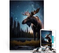 Puzzle per adulti 1000 pezzi “Alce sotto la Via Lattea” Fatto di carta，per età 14+ Assemblaggio del modello Regalo - Gioco impegnativo。misurare：26x38cm/10.24 x 14.96pollice