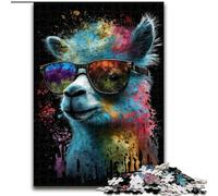 Puzzle per adulti, 1000 pezzi, Alpaca colorato con occhiali, puzzle per serate di gioco in famiglia, esperienza visiva stimolante e gratificante (dimensioni: 26x38cm)