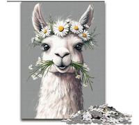Puzzle per adulti 1000 pezzi Alpaca con fiori Puzzle 1000 pezzi per adulti Adatto per compleanni, Halloween, Ringraziamento, Pasqua (dimensioni 26x38cm)