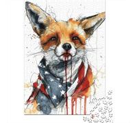 Puzzle Per Adulti 1000 Pezzi American Flag Fox Art Print Puzzle Per Adolescenti Giocattolo Decorazione Da Parete Decorazione Da Parete Regali Per Amici E Familiari 70x50cm/1000pcs
