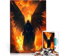 Puzzle per adulti 1000 pezzi Angelo oscuro in fiamme arte vettoriale Fatto di legno per età 14+ Decorazione della casa Ottimi regali e giocattoli misurare:50x75cm