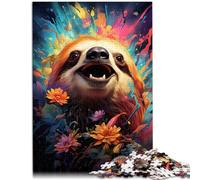 Puzzle per adulti 1000 pezzi animale pigro competizione di velocità a mano 50x70cm con poster coordinato e foglio di domande per i 14 anni e più