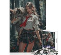 Puzzle per adulti 1000 pezzi Anime Girl And The Wolf giocattolo educativo opera d'arte regalo gioco educativo collezione d'artisti belle arti dimensioni 38x52cm