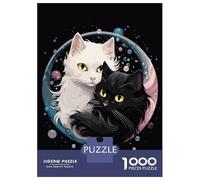 Puzzle Per Adulti 1000 Pezzi Anime White And Black Cat Puzzle Per Adulti Giochi Rilassanti Vacanza A Casa Passatempo Per Compleanno, Natale 70x50cm/1000pcs