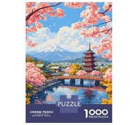 Puzzle Per Adulti 1000 Pezzi Aomori Japan Cherry Blossoms And Pagoda Puzzle Per Adolescenti Giochi Per Famiglie Sfida Difficile Aiuta L'esercizio Del Cervello 70x50cm/1000pcs