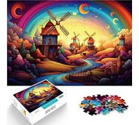 Puzzle per adulti 1000 pezzi arcobaleno mulino a vento città giocattolo educativo giochi di famiglia 26 x 38 cm intera famiglia