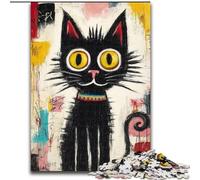Puzzle per adulti 1000 pezzi Arte astratta Gatto nero, gioco per famiglie antistress Sfida difficile Rafforza l'amore tra coppie dimensioni 50x75cm