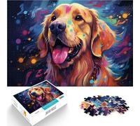 Puzzle per adulti, 1000 pezzi, arte del Golden Retriever, giocattolo educativo per alleviare lo stress, 50 x 70 cm, collezione di artisti