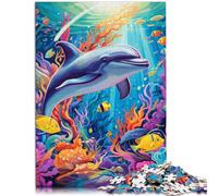 Puzzle per adulti, 1000 pezzi, arte delfina, taglio di precisione, 26 x 38 cm, gioco impegnativo e gioco di famiglia per adolescenti dai 14 anni in su