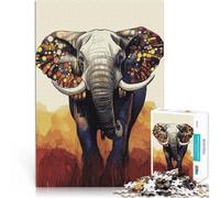 puzzle per adulti 1000 pezzi Arte dell'elefante Fatto di legno，Adatto a persone dai 14 anni in su giochi divertenti per famiglie Migliorare l'amore tra le coppie。misurare：50x75cm