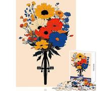 Puzzle per adulti 1000 pezzi Arte floreale della bicicletta Giocattoli fai da te Ottimo regalo per giochi Giochi rilassanti Lista dei desideri con Babbo Natale Dimensioni 50x75cm