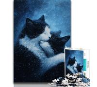 Puzzle per adulti 1000 pezzi artistici astratti con gatto nero, aiutano il cervello a esercitare giocattoli avvincenti per coltivare la pazienza, decorazione perfetta (75x50cm)