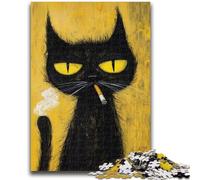 Puzzle per adulti 1000 pezzi artistici astratti gatto nero gioco stimolante giocattoli affare come regalo per tutta la famiglia per età 14+ 50x75cm