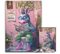 Puzzle per adulti 1000 pezzi "Asino che va in bagno", puzzle impegnativi perfetti per adolescenti e collezionisti, ideale come decorazione per la casa e regalo da viaggio, 26X38CM/10,23x14,96 pollici.