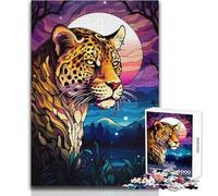 Puzzle per adulti 1000 pezzi astratto leopardo notte muggito giocattolo gioco intellettuale regali per donne regalo compleanno dimensioni 38x52cm