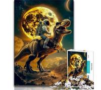 Puzzle per adulti 1000 pezzi Astronauta a cavallo del Tirannosauro Rex, aiuta il cervello ad allenarsi Giocattoli avvincenti per coltivare la pazienza Decorazione perfetta 75x50cm