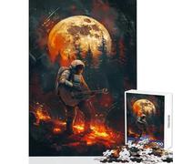 Puzzle per adulti 1000 pezzi Astronauta che suona la chitarra Decorazione per la casa Giocattoli Ottimo regalo Gioco impossibile con pezzi completamente interconnessi di forma casuale (50x75cm)