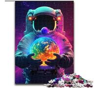 Puzzle per adulti, 1000 pezzi, Astronauta che tiene in mano la Terra Puzzle per adulti, 1000 pezzi, divertente lavoretto per tutta la famiglia, perfetto per compleanni e feste (dimensioni 26x38cm)