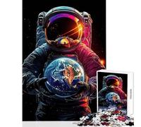 Puzzle per adulti 1000 pezzi Astronauta che tiene la Terra Giocattolo Decorazione da parete Regali di compleanno Gioco impossibile Difficile e sfida Dimensioni 50x75cm