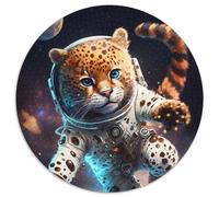 Puzzle per adulti 1000 pezzi Astronauta Leopardo Bambino Puzzle rotondo 1000 pezzi Serata di giochi in famiglia, Decorazione per la casa e Regalo per allenare la mente (67,5x67,5cm)