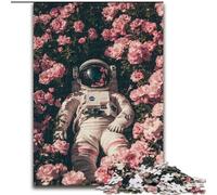 Puzzle per adulti, 1000 pezzi, Astronauta nel mare di fiori, puzzle in legno per adulti 50X75cm, gioco interattivo per famiglie, regalo artigianale con opere d'arte colorate
