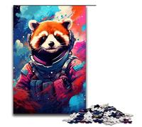 Puzzle per adulti 1000 pezzi Astronauta Panda rosso di Splatters Molti puzzle in legno colorati e spessi giocattoli educativi per l'apprendimento giochi per famiglie 75x50 cm