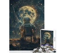 Puzzle per adulti 1000 pezzi Astronauta Spazio Pesca Decorazione per la casa Giocattoli Regalo Compleanno Giochi per famiglie Allena il tuo cervello e le tue mani Dimensioni 50x75cm