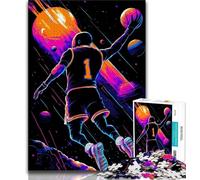 Puzzle per adulti 1000 pezzi astronauti che sparano a basket puzzle per adolescenti gioco stimolante giocattoli decorazione da parete regali unici per compleanno e Natale 75x50cm