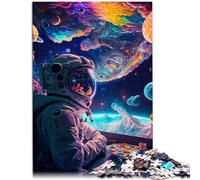 Puzzle per adulti 1000 pezzi Astronout che mangia una pizza puzzle difficile migliorare l'amore tra le coppie per adolescenti dai 14 anni e oltre 26 x 38 cm