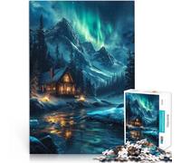 Puzzle per adulti 1000 pezzi aurora boreale nella natura nordica Fatto di legno da 14 anni in su Decorazione d'arte per la casa Collezione degli artisti, Belle arti misurare:50x75cm