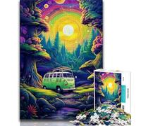 Puzzle per adulti 1000 pezzi "Auto al neon nella natura" ideale come regalo per tutta la famiglia adatto per adulti di tutte le età 26x38cm