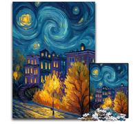 Puzzle per adulti 1000 pezzi "Autunno sotto il cielo notturno" in cartone, sfida educativa, ideale come regalo per tutta la famiglia (14+), 26x38cm