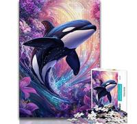 Puzzle per adulti 1000 pezzi Balena blu, gioco per famiglie antistress sfida difficile rafforza l'amore tra coppie 38x26cm