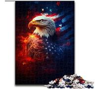 Puzzle per adulti, 1000 pezzi, bandiera americana, aquila, idea regalo per le feste, opera d'arte umoristica, grafica dettagliata (dimensioni 50x75cm)