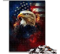Puzzle per adulti, 1000 pezzi, bandiera americana, aquila, puzzle interattivo per famiglie, adatto a partire dai 14 anni (dimensioni 26x38cm)