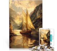 Puzzle per adulti 1000 pezzi Barca a vela al tramonto Fatto di legno da 14 anni in su Sfida di gioco educativo giocattolo Ottimo regalo per i videogiochi misurare：50x75cm