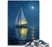 Puzzle per adulti 1000 pezzi Barca a vela sotto il cielo stellato Antistress Sfida difficile Decorazione per la casa e regali unici 50x75cm