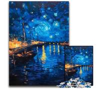 Puzzle per adulti 1000 pezzi Barca sotto il cielo notturno Puzzle in legno per 14+ Difficili da completare ma divertenti e umoristici Regalo di compleanno 50X75CM