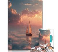 Puzzle per adulti 1000 pezzi Barca sul lago, gioco per famiglie, regalo di compleanno, regali, arte murale per bambini dai 14 anni in su 38x26cm
