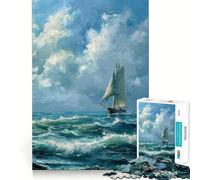 Puzzle per adulti 1000 pezzi Barca tra le onde dell'oceano Taglio preciso Divertimento,gioco di costruzione che mette alla prova,tempo libero Divertimento,gioco artistico per compleanno 38x26cm